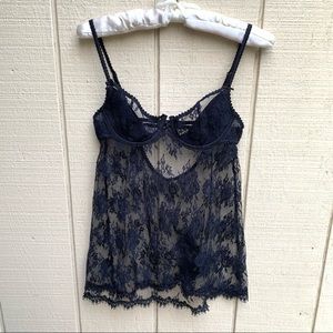 Rare Vintage Victoria’s Secret very sexy semi Sheer black lace push-up teddy